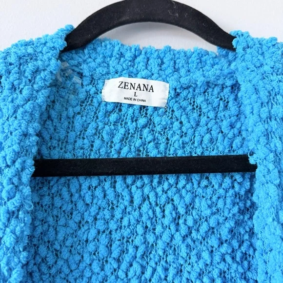 Zenana Blue Textured Cardigan - Picture 1 of 2